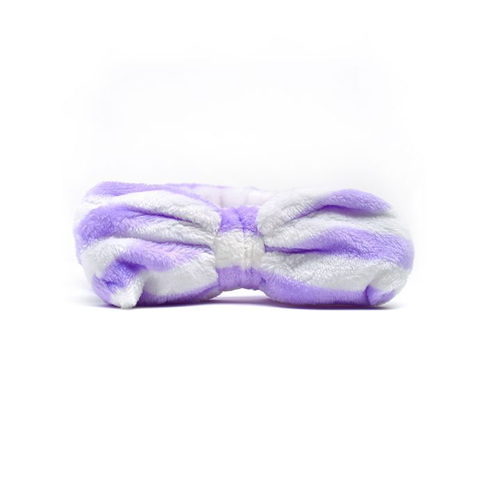 Cintillo Make Up Bow Rayas Lila Y Blanco Skinlab-0
