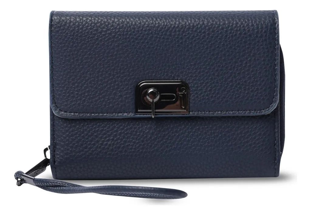 Billetera Smooth Cri Con Rfid Blocker Azul M