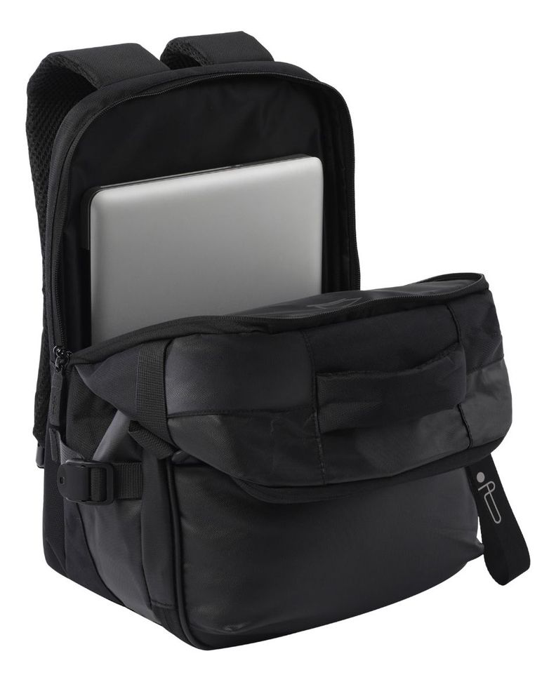 Mochila Totto City M Negra Viaje Cabina Notebook 16"-5