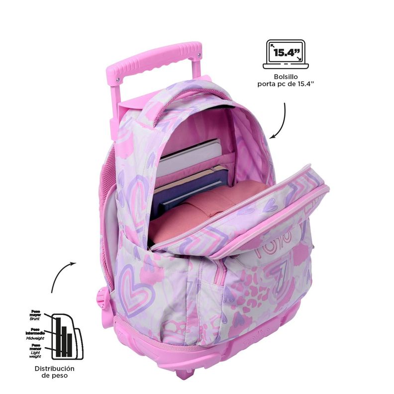 Mochila Escolar con Ruedas Bomper Renglon Amalia-4