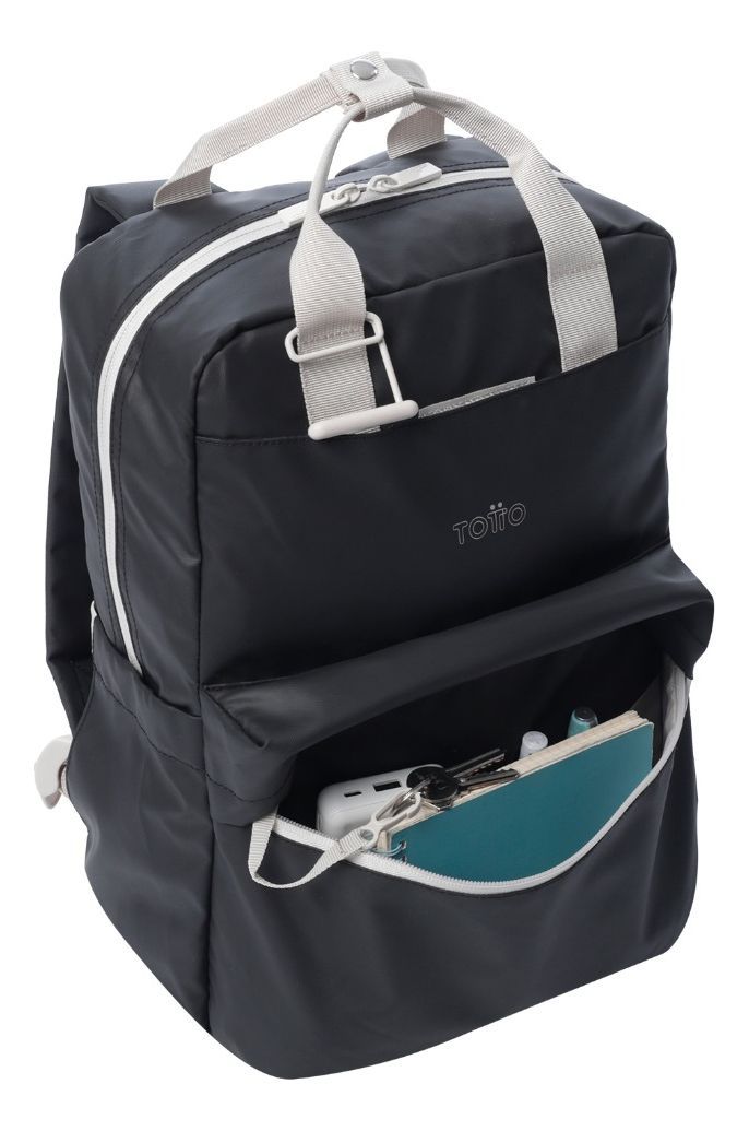 Mochila Totto Billy Mediana Negro PC 14" Mujer-3