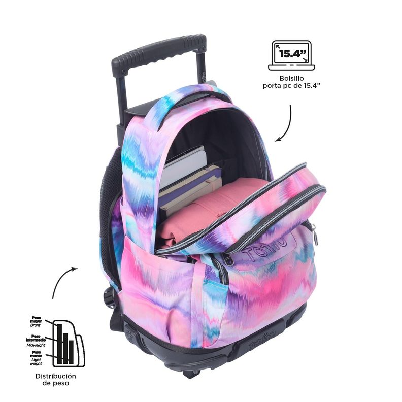 Mochila Escolar con Ruedas Bomper Renglon Glitter Pallay-4