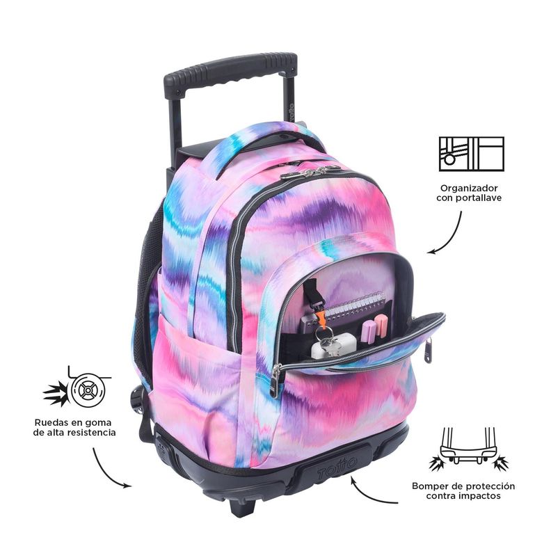 Mochila Escolar con Ruedas Bomper Renglon Glitter Pallay-5