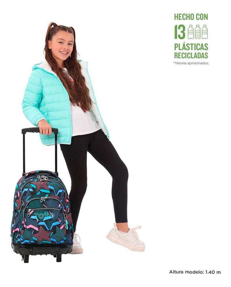 Mochila Ruedas Totto RPET Grande Notebook 15.4" Escolar Niña-1