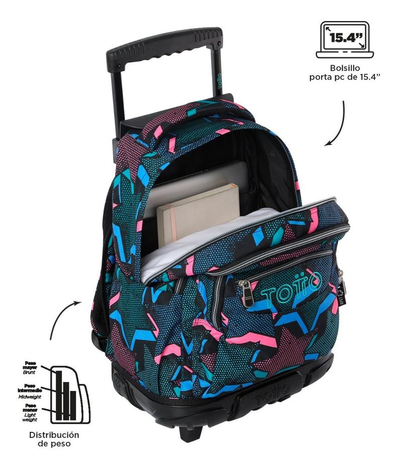 Mochila Ruedas Totto RPET Grande Notebook 15.4" Escolar Niña-4
