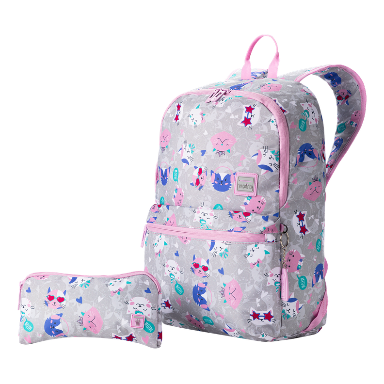 Kit Escolar Totto: Mochila + Estuche Resistente y Versátil Rosado-0