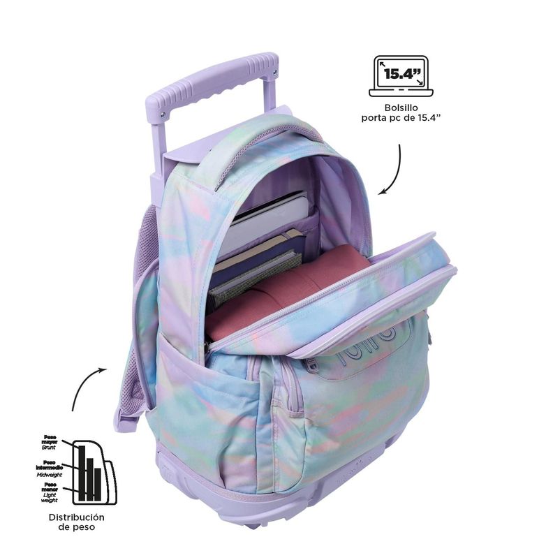 Mochila Escolar con Ruedas Bomper Renglon Luminia-4