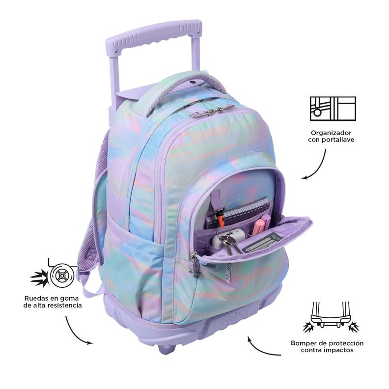 Mochila Escolar con Ruedas Bomper Renglon Luminia-5