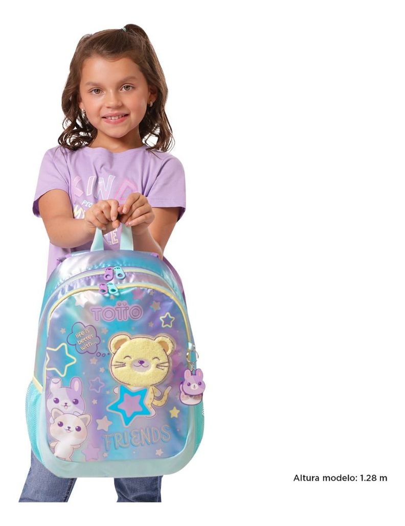 Mochila Escolar Infantil Totto Classic Friends Rpet M Niña-1
