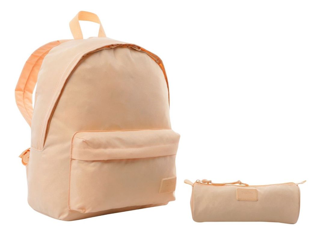 Mochila Escolar Totto Pack X2 + Estuche Multiuso Kalex Beige-0