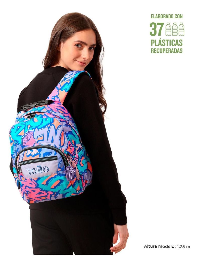 Mochila Escolar Totto Tempera Rpet Azul Broad-1