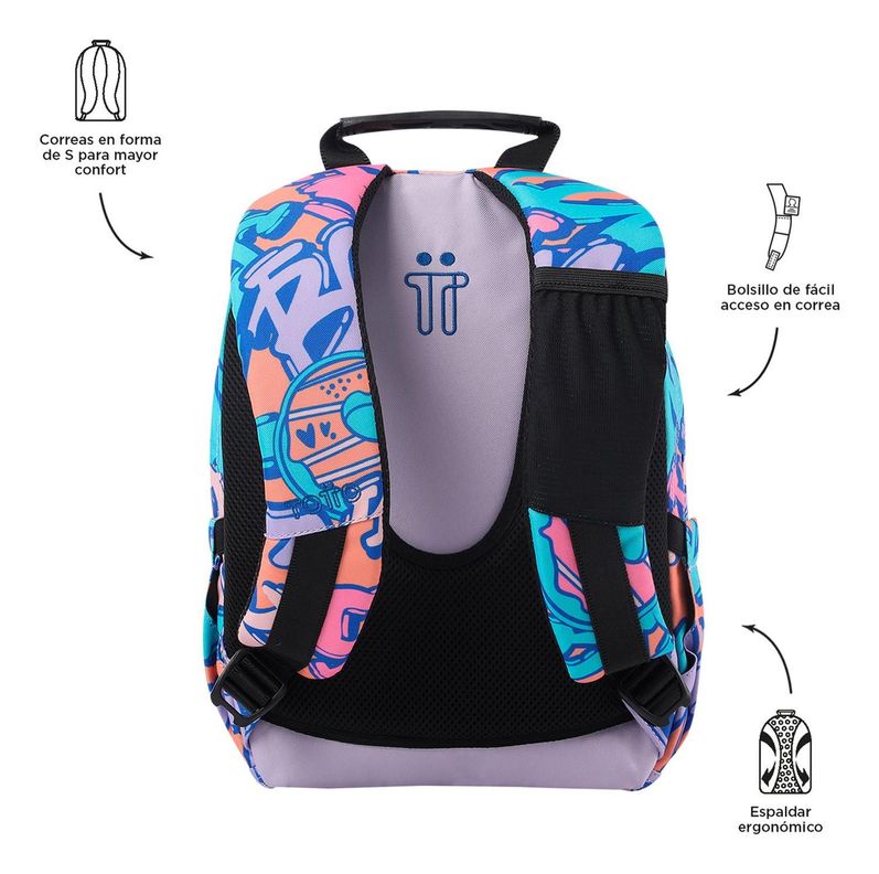 Mochila Escolar Totto Tempera Rpet Azul Broad-3