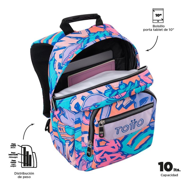 Mochila Escolar Totto Tempera Rpet Azul Broad-4