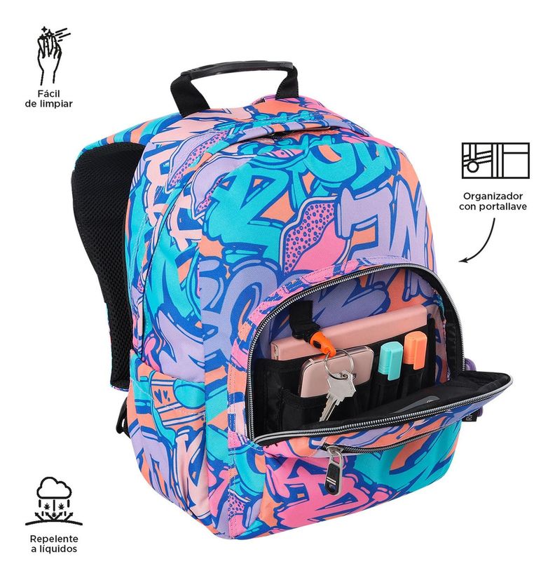 Mochila Escolar Totto Tempera Rpet Azul Broad-5