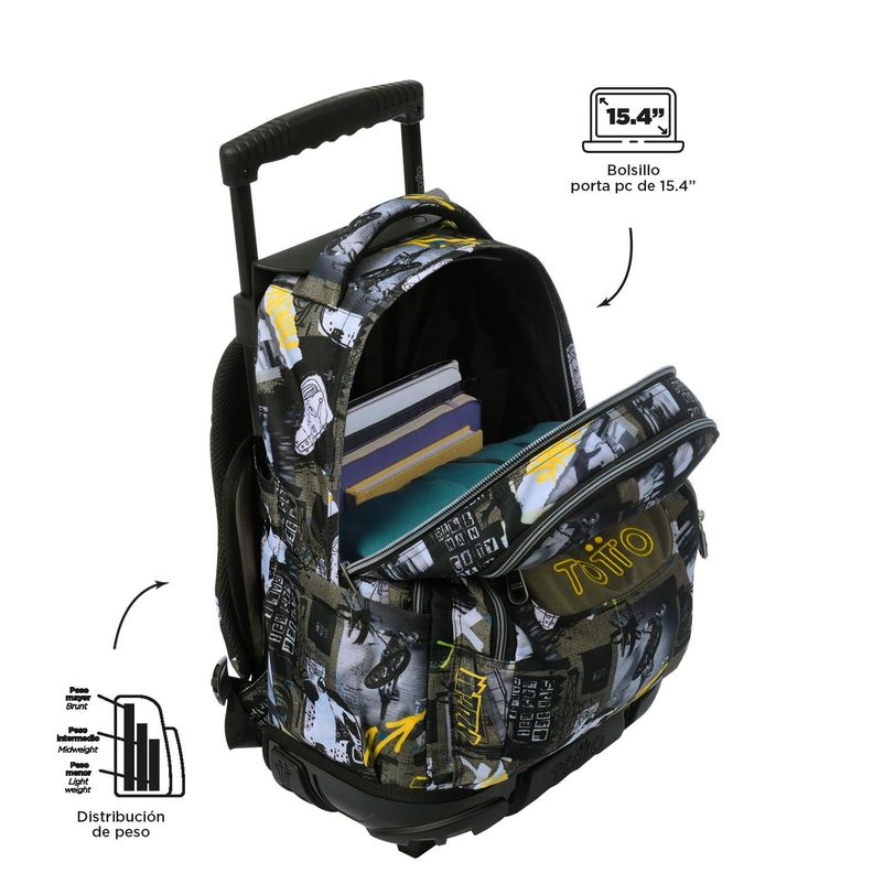 Mochila Escolar con Ruedas Bomper Renglon Baski-4