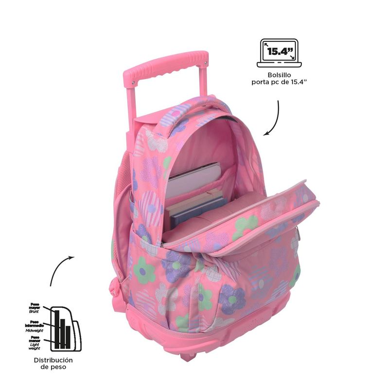 Mochila Escolar con Ruedas Bomper Renglon Margaly-4