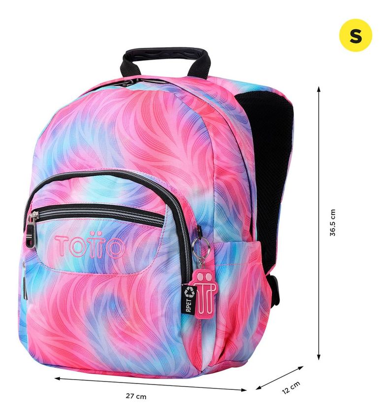 Mochila Escolar Totto Tempera Rpet Glitter Rosado Fritz-2