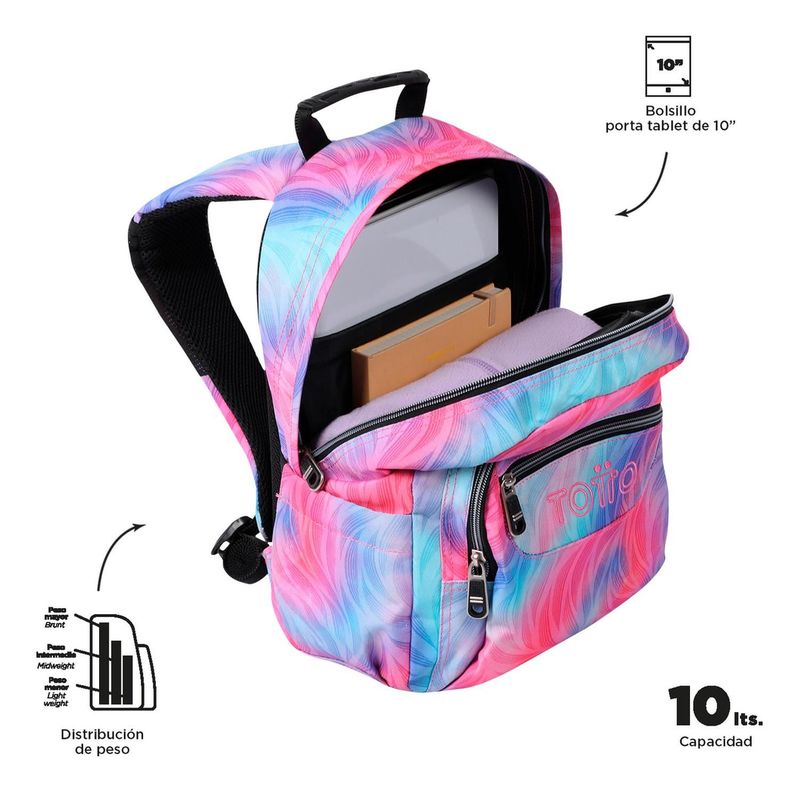 Mochila Escolar Totto Tempera Rpet Glitter Rosado Fritz-4