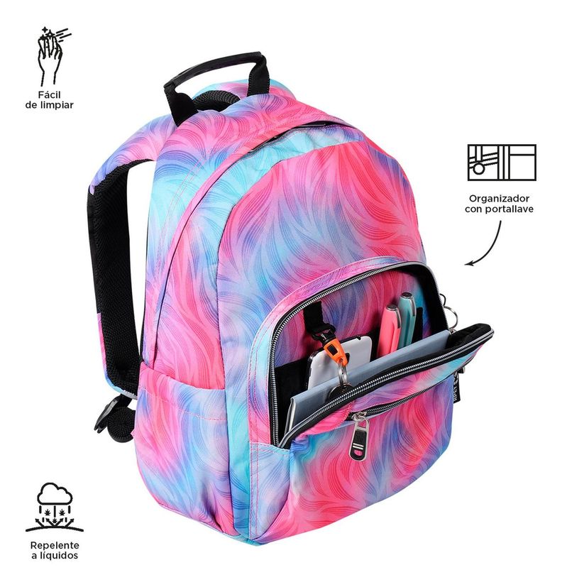Mochila Escolar Totto Tempera Rpet Glitter Rosado Fritz-5