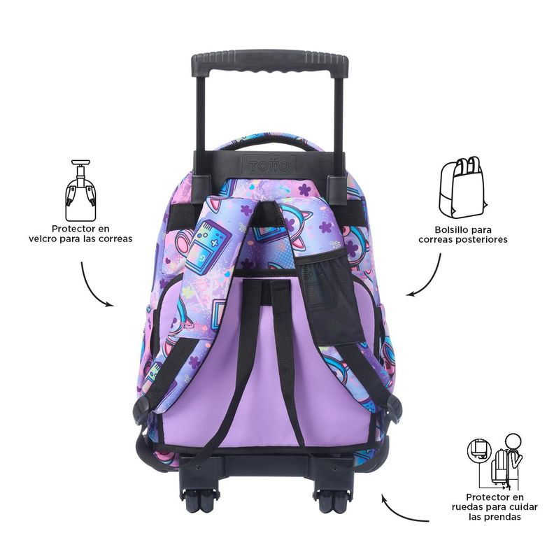 Mochila Escolar con Ruedas Bomper Renglon Meowsical-3