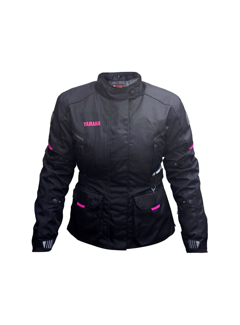 Chaqueta Yamaha Railway Mujer Touring Negro Rosado-0