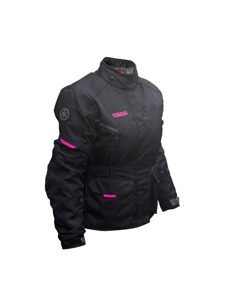 Chaqueta Yamaha Railway Mujer Touring Negro Rosado-1