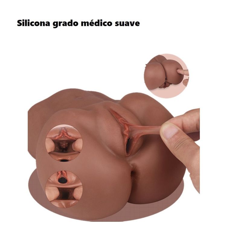 Pansy Masturbador Masculino Vagina Ano Realista Morena Mini-4