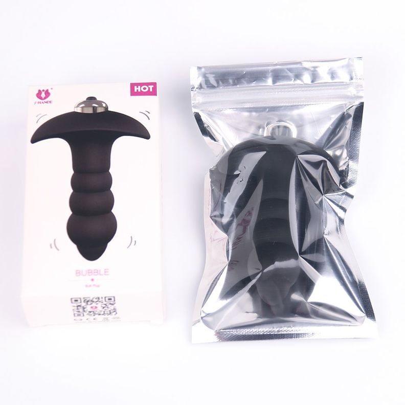 Plug Anal Vibrador Bubble Negro-4