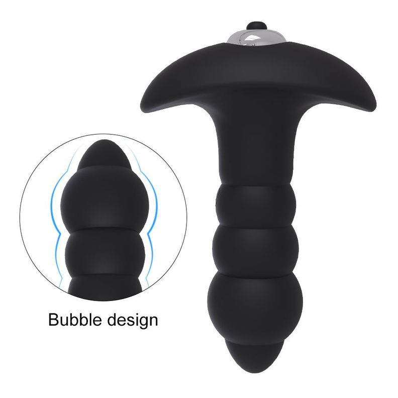 Plug Anal Vibrador Bubble Negro-5