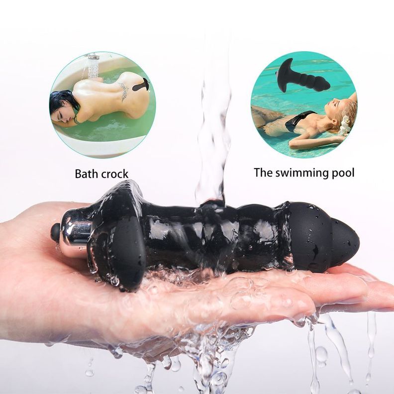 Plug Anal Vibrador Bubble Negro-6