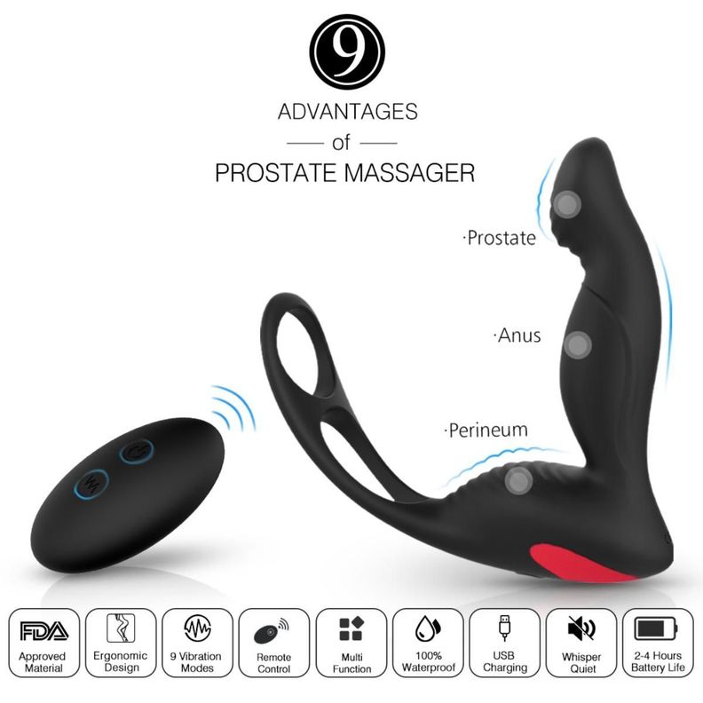 Langer Masajeador Prostático Doble Anillo Control Remoto-2