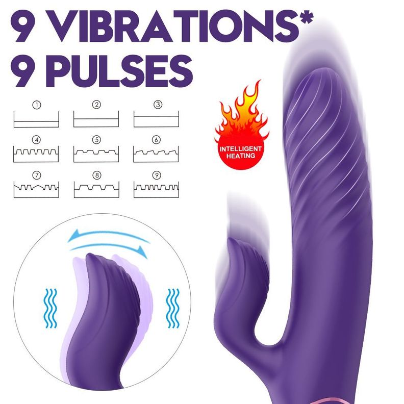 Lighters Vibrador Dual Con Movimiento Atrás Adelante Juguete-6