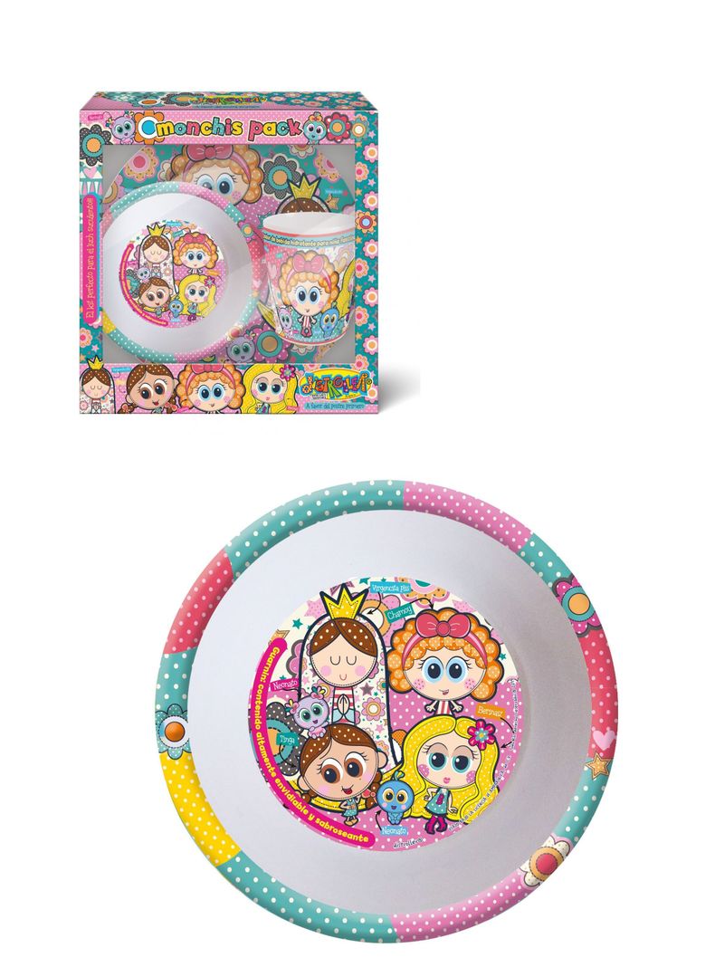 Set Plato + Vaso Para Niña De Melamina 3 Piezas de Distroller-0
