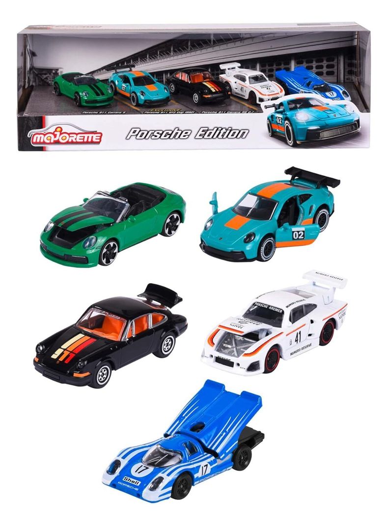 Pack 5 Autos Porsche Edition Escala 1:64 +1 Exclusivo de Majorette-0