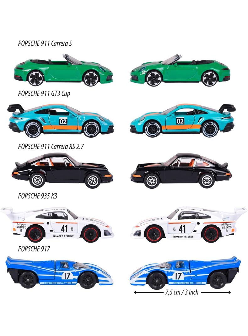 Pack 5 Autos Porsche Edition Escala 1:64 +1 Exclusivo de Majorette-4