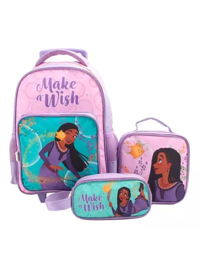 Kit De Mochila Escolar Infantil Wish Disney Con Ruedas Intek-0