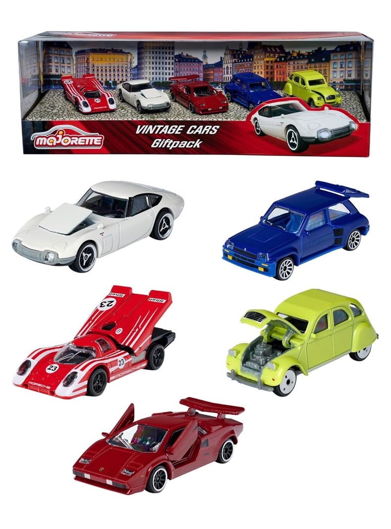 Pack 5 Vehículos Vintage Giftpack Escala 1:64 de Majorette-0