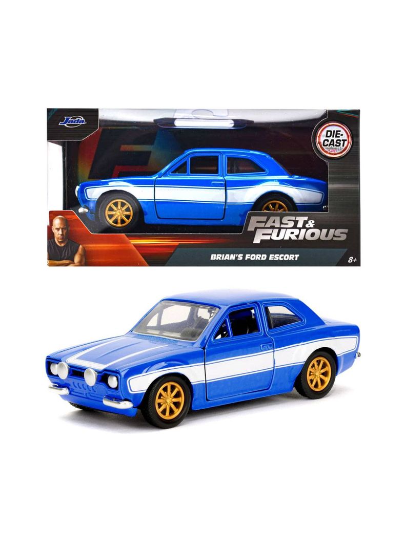 Vehículo Brian Ford Scort 1970 Azul Rápido Y Furioso Escala 1:32 de Jada-0