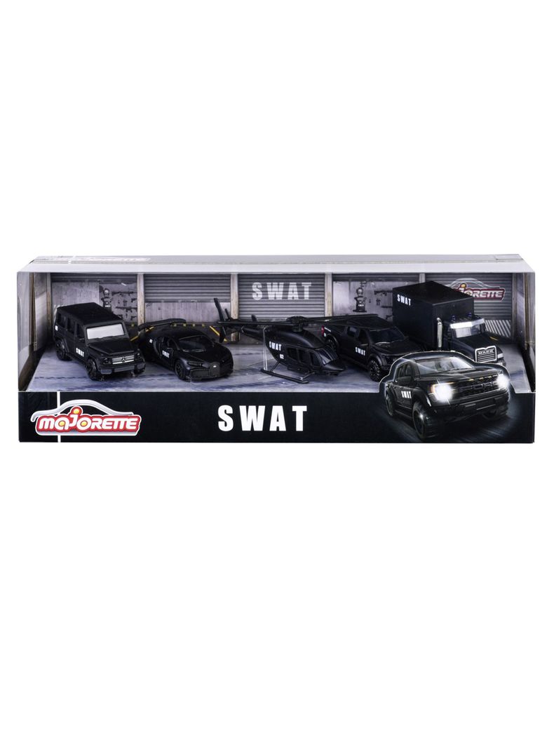 Set 5 Autos Swat Majorette Negros Giftpack Escala 1:64-4