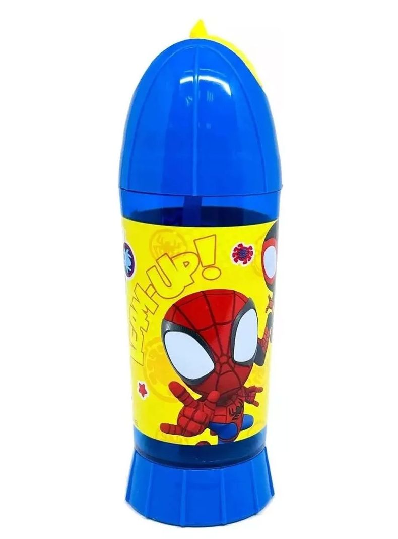 Vaso Botella Toma Jugo Con Bombilla Niño Spidey Y Sus Amigos Color Azul-1