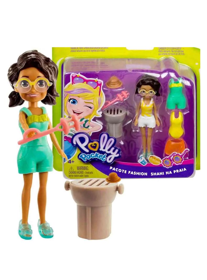 Muñeca Polly Pocket Pack De Modas Shani Playera de Mattel-0