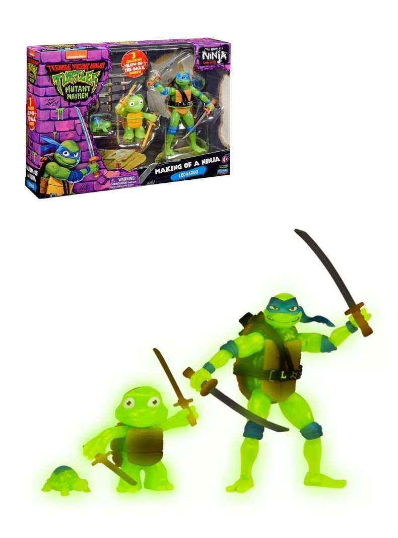 Figura de Acción Leonardo de Tortugas Ninjas Mutantes Edición Formación de un Ninja de Nickelodeon-0