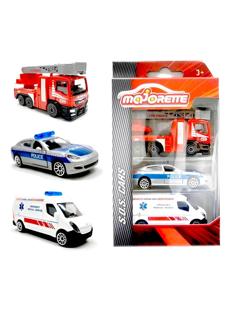 Majorette Coche De Emergencia SOS – Sorpresa Aleatoria 1 De 6 Vehículos De Rescate De 7.5 Cm