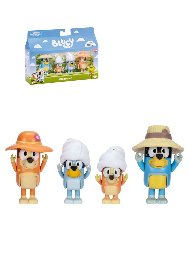 Set 4 Figuras Familia De Bluey Viaje Familiar 4-9 Cm de Moose-0
