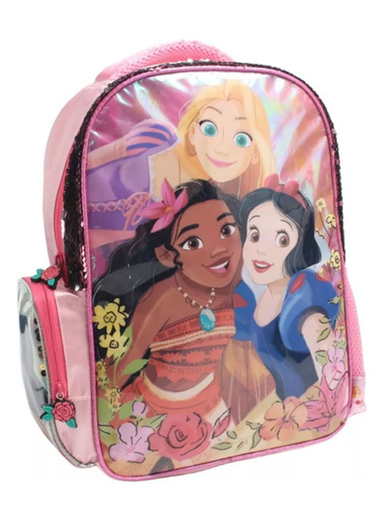 Mochila Escolar Infantil Lentejuelas Princesas Disney de Intek-0