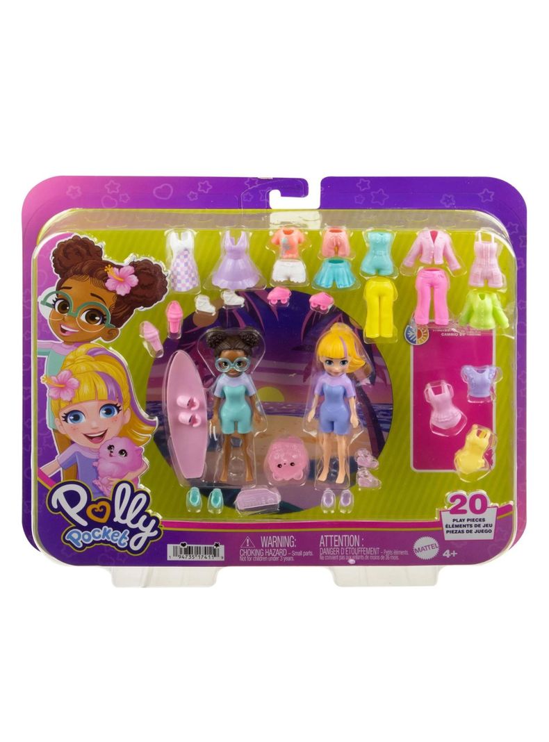 Muñeca Polly Pocket Gran Pack de Moda del Surf de Mattel-0