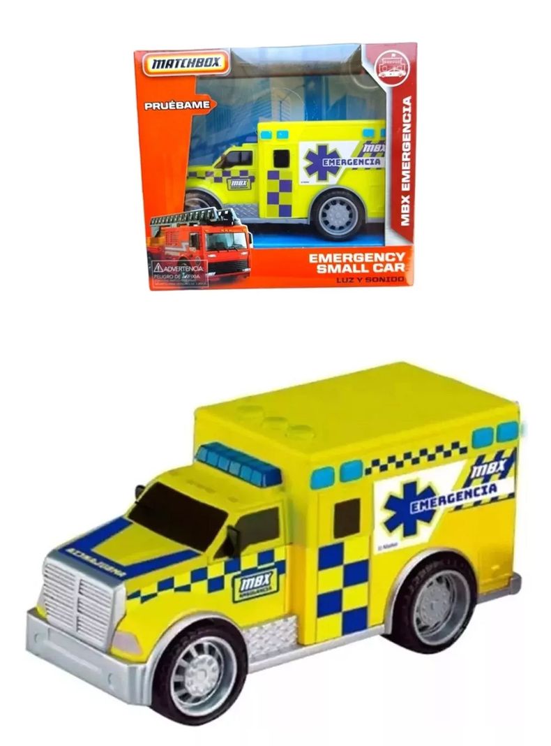 Autos De Emergencia Ambulancia Escala 1:55 Con Luz Y Sonido de Matchbox-0