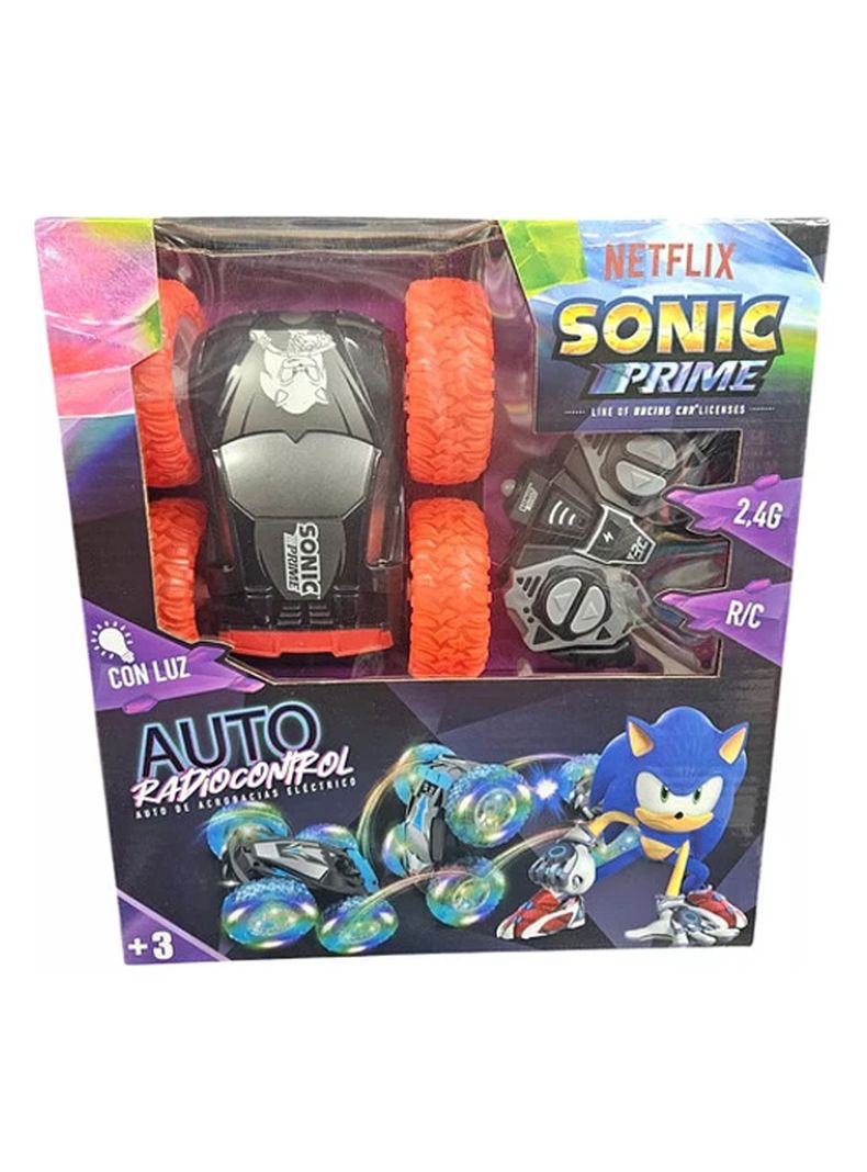 Auto Radiocontrolado Sonic Rojo Todo Terreno Con Luces de Netflix-0