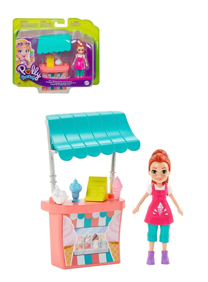 Muñeca Polly Pocket Actividades De Verano Stand De Helados De Lila de Mattel-0