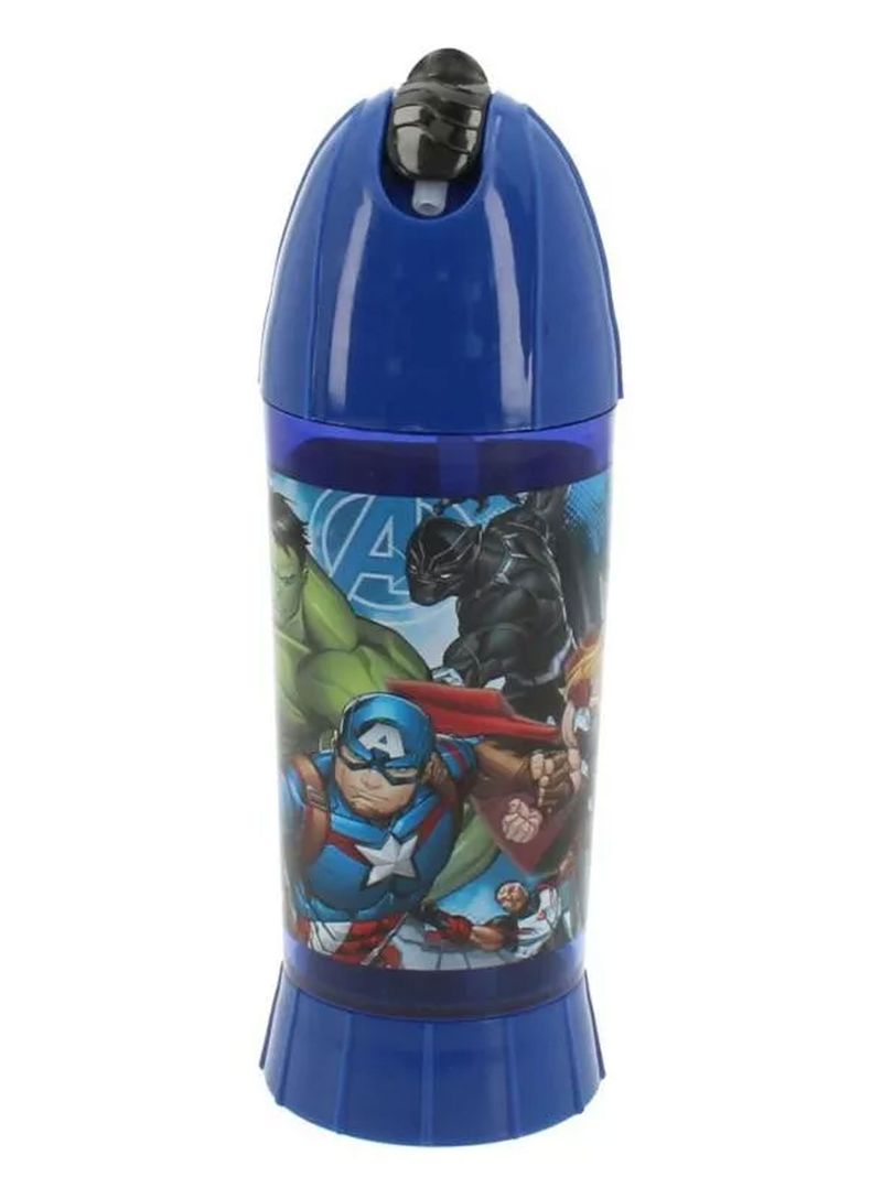 Vaso Botella Toma Jugo Con Bombilla Niño Avengers Color Azul-0